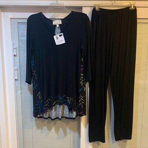 NWT Anthony Originals Loungewear/Pajama Set 3/4 Length Sleeve Black Size Large
